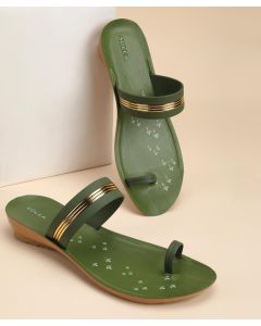 Solea Women flats shoes beige and green