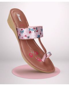 Paragon flowered pink, women block heel shoes