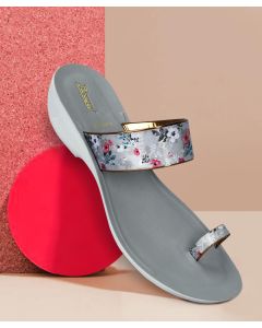 Paragon flowered grey, women block heel shoes