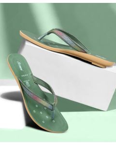 Paragon flowered green women flat shoes