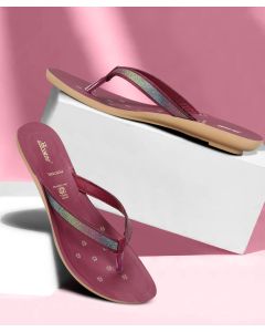 Paragon flowered maroon women flat shoes