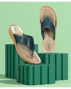 Paragon beige and green women flat shoes