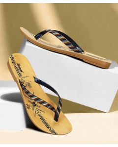 Paragon beige and stripped women flat shoes