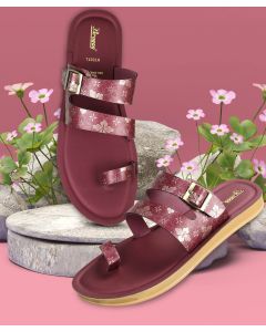 Paragon maroon women flat shoes