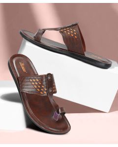 Parago checked Tan & Orange  open slippers men shoes