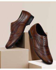 Dotted Leather Brown Office Shoes for men