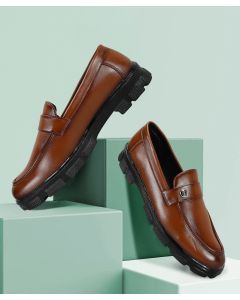 Block Leather Tan Office Shoes for men