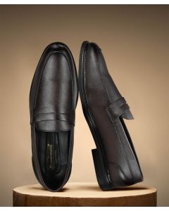 Sleek Leather dark Brown Office Shoes for men