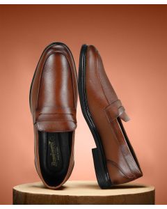 Sleek Leather dark Tan Office Shoes for men